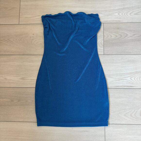 Princess Polly Delilah blue strapless tube top bodycon mini dress US 6 - Picture 2 of 4